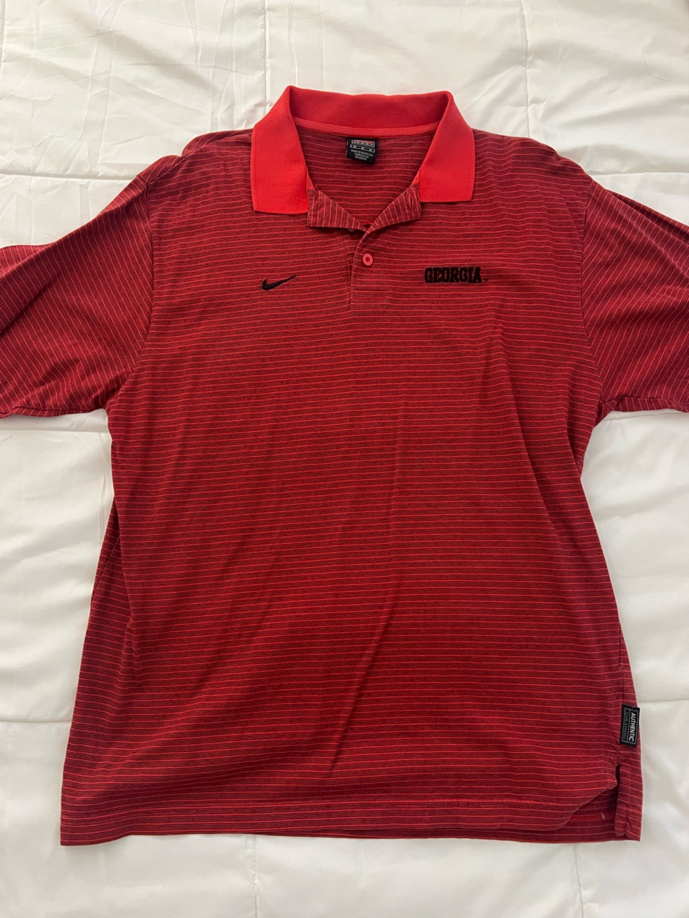 Nike Men’s Red Polo with White Pinstripes